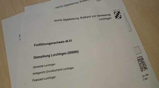 Fortführungsnachweis Nr 46 01 vom Amt für Digitalisierung, Breitband und Vermessung Lurchingen von der Gemarkung Lurchingen